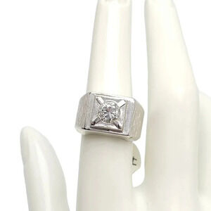 Men's LIND Cubic Zirconia CZ Solitaire Band Ring Sterling Silver Size 6.5